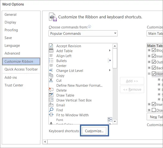 How to assign keyboard shortcuts to Word commands