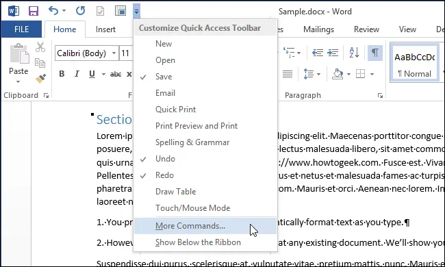 How to automatically format an existing document in Word 2013