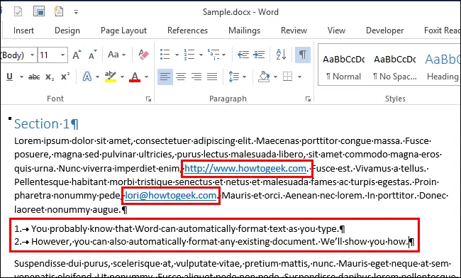 How to automatically format an existing document in Word 2013