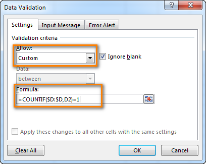 How to avoid duplicates appearing in a column in an Excel sheet