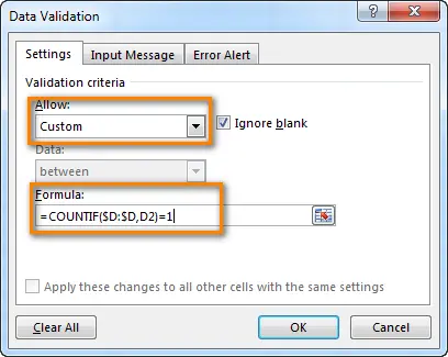 How to avoid duplicates appearing in a column in an Excel sheet