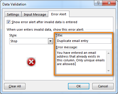 How to avoid duplicates appearing in a column in an Excel sheet