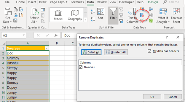 How to avoid duplicates appearing in a column in an Excel sheet