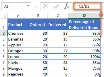 How to calculate percentage in Excel?