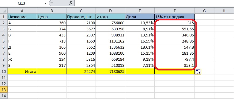 How to calculate percentage of a number in Excel. How to calculate share in excel