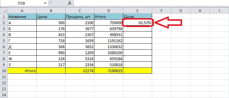 How to calculate percentage of a number in Excel. How to calculate share in excel
