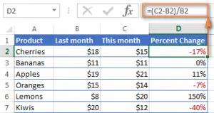 How to calculate percentages in Excel - with formula examples
