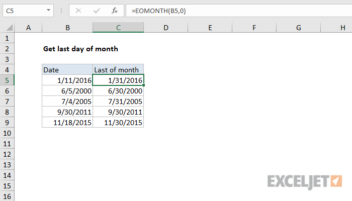 How To Calculate The Last Day Of The Month In Excel Healthy Food Near Me