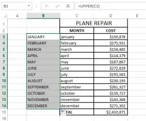 How to change case in Excel 2016, 2013 or 2010