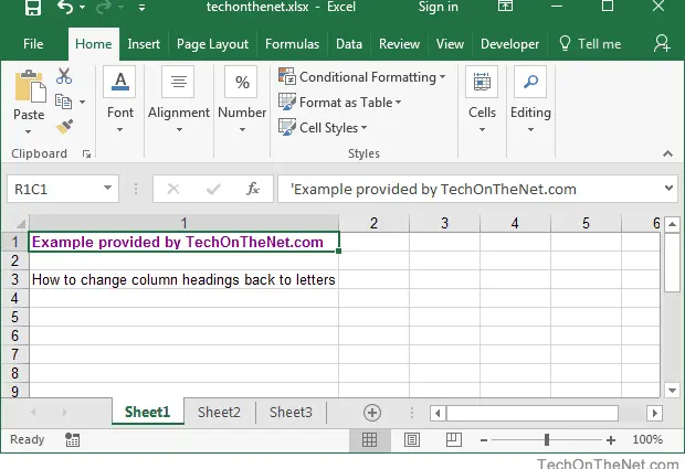 Jinsi ya kubadilisha majina ya safu kutoka nambari hadi herufi katika Excel