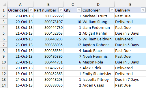 How to change the color of a row in Excel depending on the value in a cell