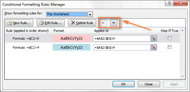 How to change the color of a row in Excel depending on the value in a cell