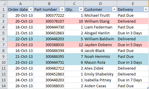 How to change the color of a row in Excel depending on the value in a cell