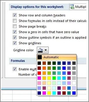 How to change the color of grid lines in Excel