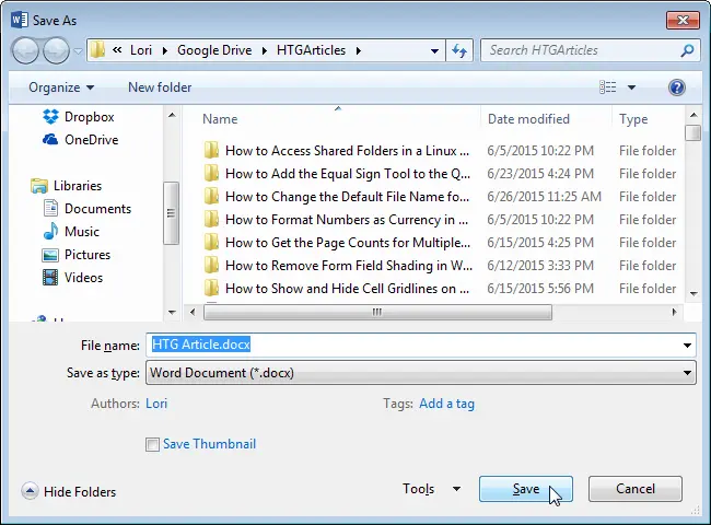 How to change the default file name when saving Word documents