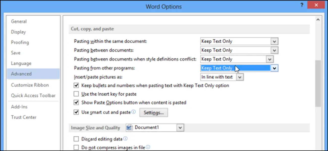 How to Change the Default Paste Options in Microsoft Word 2013