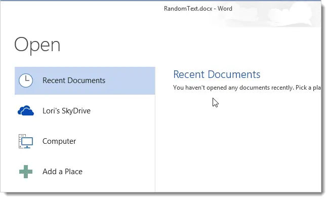 How to clear the Recent Documents list in Word 2013