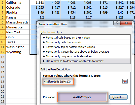 How to &#8220;color&#8221; a cell depending on its value in an Excel spreadsheet