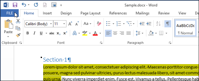 How to combine multiple highlighted sections of text into one document in Word 2013