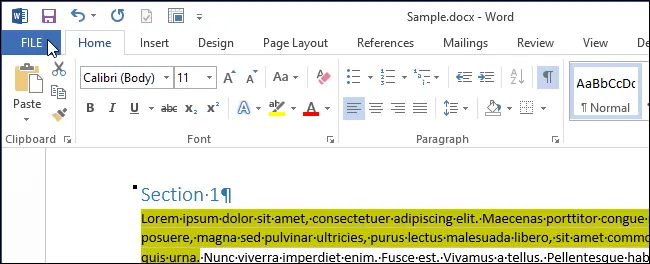 How to combine multiple highlighted sections of text into one document in Word 2013