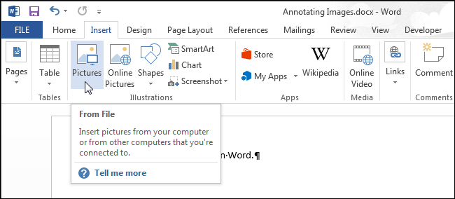 How to comment on a picture in Word