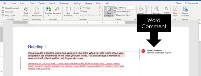 How to comment on a picture in Word