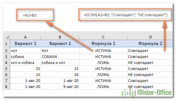 How to Compare Text in Excel Spreadsheet Cells