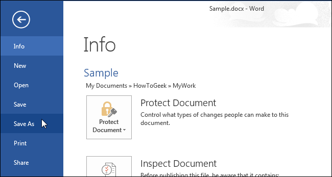 How to convert a Word 2013 document to an older Word format