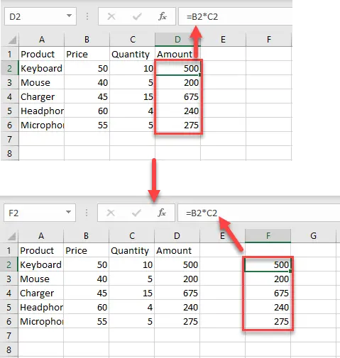 How to copy the exact formula in Excel