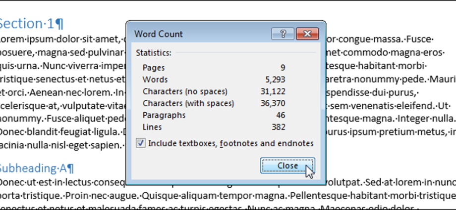 How to count pages, words, characters, paragraphs and lines in a Word document