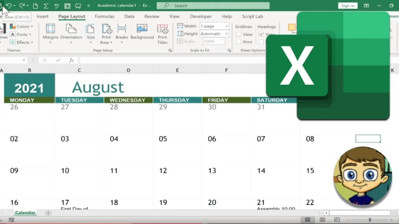 How to create a calendar in Excel