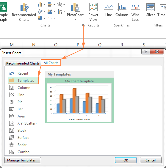 How to create a chart (graph) in Excel and save it as a template