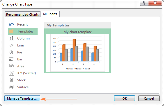 How to create a chart (graph) in Excel and save it as a template