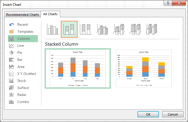 How to create a chart (graph) in Excel and save it as a template