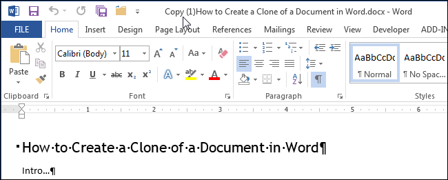 How to create a copy of a Word document