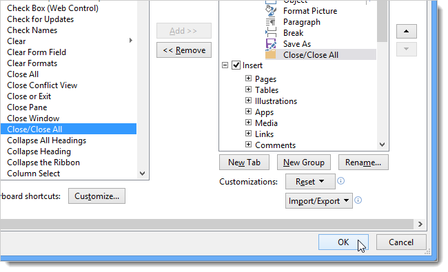 How to create a custom tab on the Office 2013 Ribbon