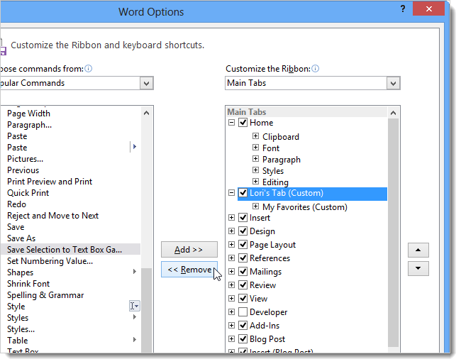 How to create a custom tab on the Office 2013 Ribbon