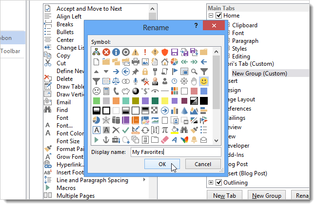 How to create a custom tab on the Office 2013 Ribbon