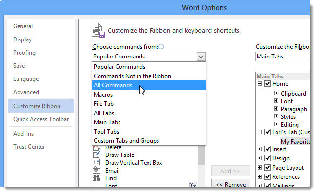 How to create a custom tab on the Office 2013 Ribbon