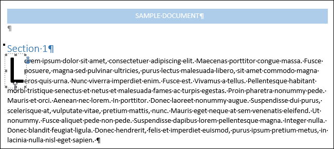 How to create a drop cap in Word 2013