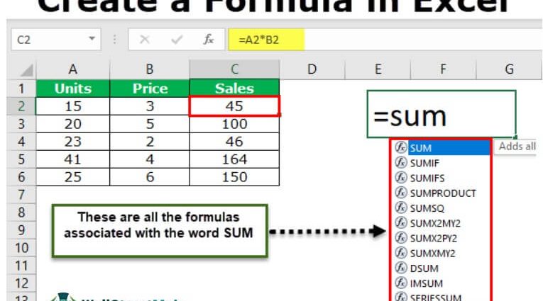 Como crear unha fórmula en Excel