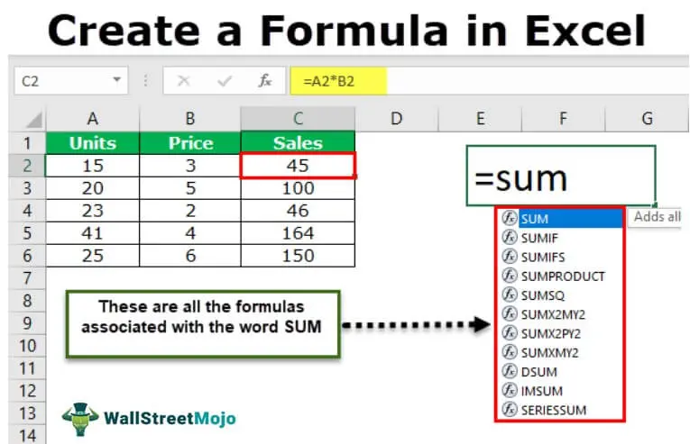 How to create a formula in Excel