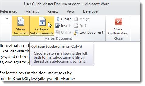 How to Create a Master Document in Word 2010 from Multiple Documents