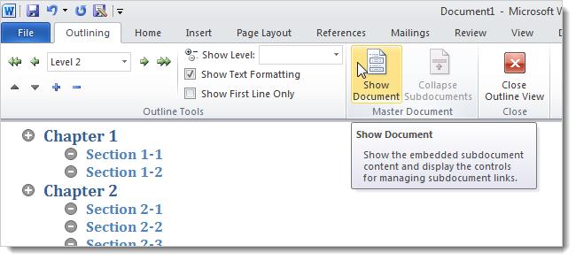 How to Create a Master Document in Word 2010 from Multiple Documents