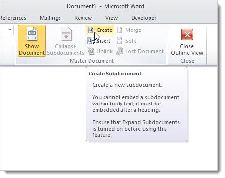 How to Create a Master Document in Word 2010 from Multiple Documents