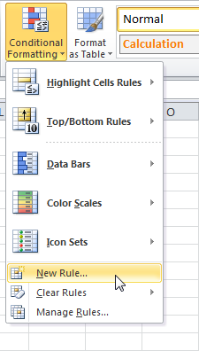 How to create a new conditional formatting rule