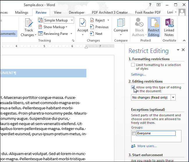 How to create a read-only document in Word that can be opened without a password