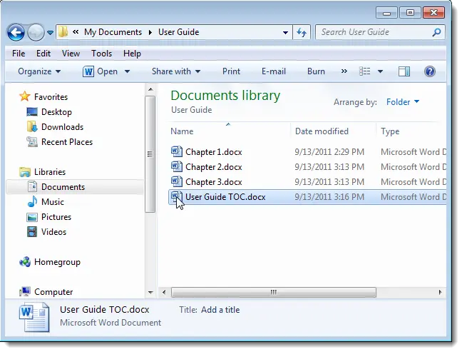 How to Create a Shared Table of Contents for Multiple Word 2010 Documents