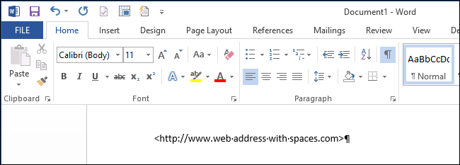 How to create active hyperlinks from web addresses containing spaces in a Word 2013 document