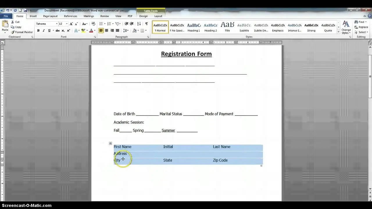 How to create fillable forms in MS Word 2010